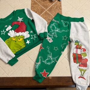 Kids Grinch Christmas Matching Set - Green and Gray